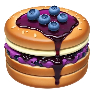 Make an emoji of a blueberry patty (small) that's broken off a bit so you can see the blueberry jam sticker