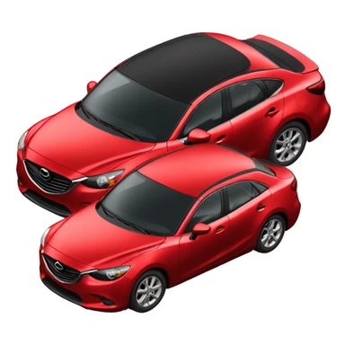Red mazda sedan car with black rooftoptent sticker