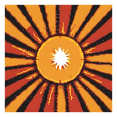 Center explosion tile for Bomberman game, circular blast with orange-yellow core transitioning to red edges, 64x64 sticker