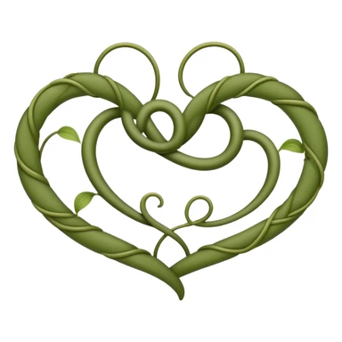 An elegant emoji of a twisting vine with heart-shaped leaves, in a looping pattern, in sage and olive green. sticker