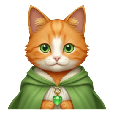 baby orange cat green eyes, in white cloak sticker