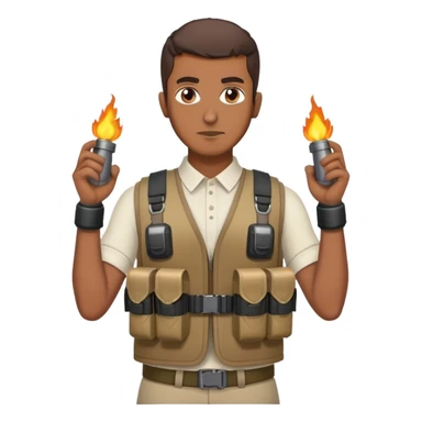 Muslim man with a bombs in his waist and chest sticker