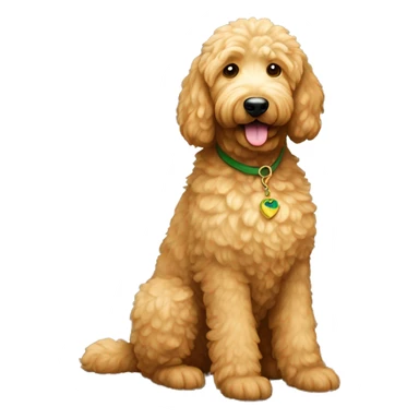 full body large sitting golden doodle with light fur and hazel-green eyes sticker