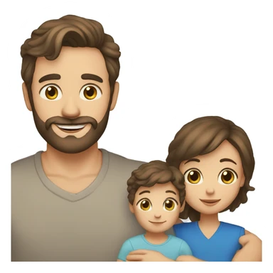 mom with dark brown hair and brown eyes, dad with blond hair and beard and blue eyes, baby boy sticker