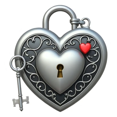 heart with a gothic lock and key sticker