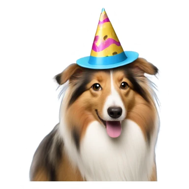 Shetland sheepdog wearing a party hat  sticker