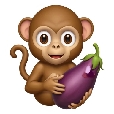 Monkey with an eggplant sticker