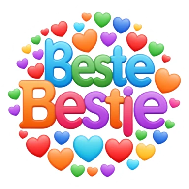 colorful modern text image with the word 'bestie' in the center, varied colorful fonts, no emoji or face sticker
