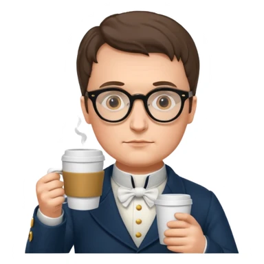 napoleon with glasses holding coffee cup sticker