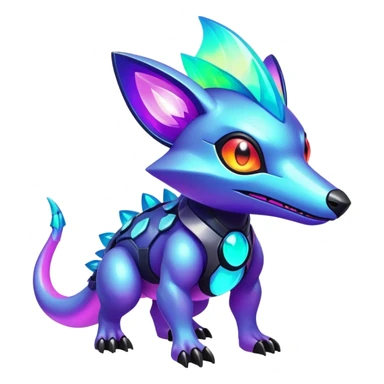  exotic tropical iridescent cyber-Protogen-Fakémon-Pokémon-Vernid-creature sticker