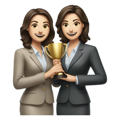 businesswoman duo brunette girls celebrating sticker