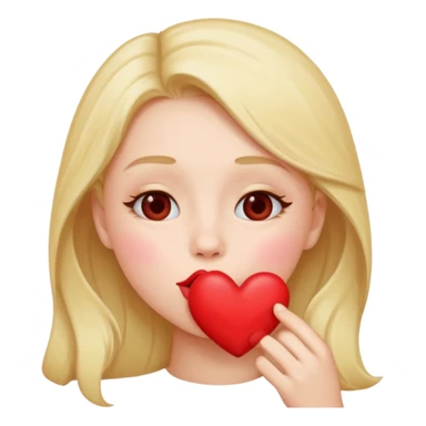 A cute circular blowing a smooch kiss with heart and little bite on the lower lip sticker
