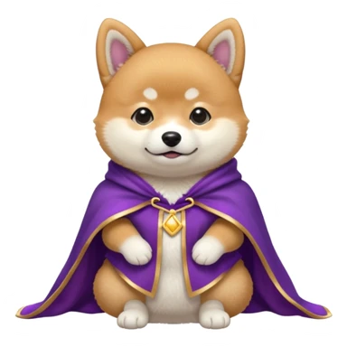 baby shiba dog, in magic purple cloak sticker