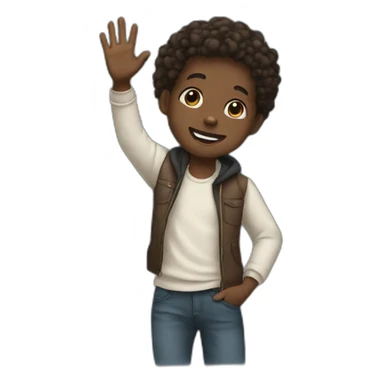 black kid raising hand sticker