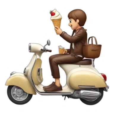 Eating icecream on vespa sticker
