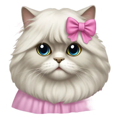 Persian cat with pink bow and robe  sticker