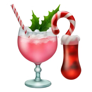 christmas cocktail with a candy cane in a pretty glass sticker