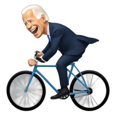 joe biden in a bycicle falling sticker