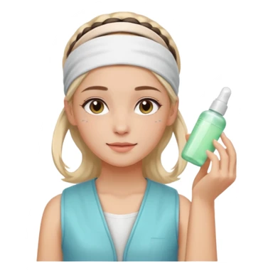 Clean girl aesthetic emoticons, apply skincare products, headband, glowing skin, vest, soft lighting
 sticker