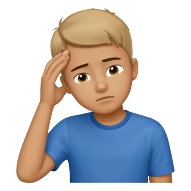 boy thinking about something and scraching his head sticker