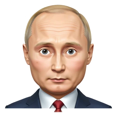 Vladimir Putin, ultra-high detail, 4K photo realism, round face, lifelike skin and facial features, polished finish, cool expression, clean background sticker