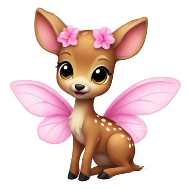 baby deer with fairy wings and a pink bow around its neck  sticker