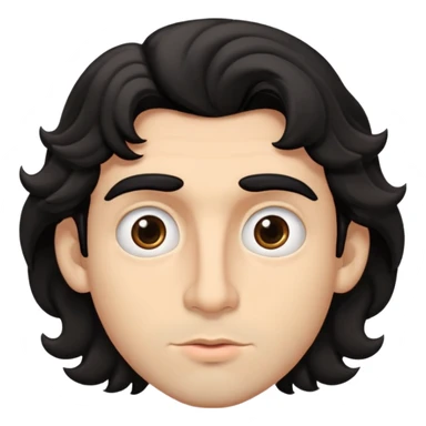 guy with black, wavy hair, thick eyebrows, medium to large size nose and big lips. also has big eyes sticker