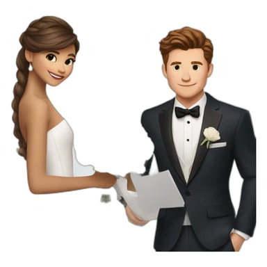 Zendaya in wedding, tom holland sticker