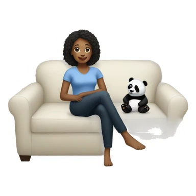 Woman sitting on a couch with panda bears  sticker
