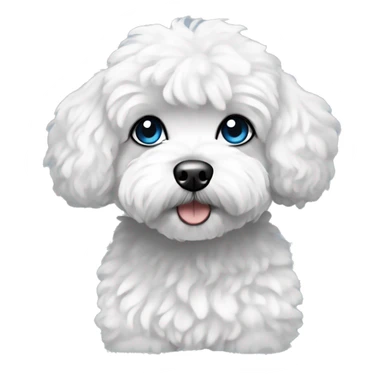 Maltipoo, black and white hair, blue eyes, anime style sticker