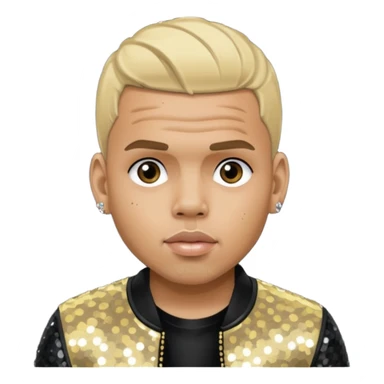 Chris Brown with blonde hair, black sequin outfit sticker