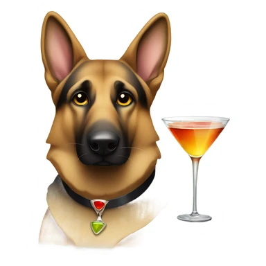 german shepard with a martini  sticker