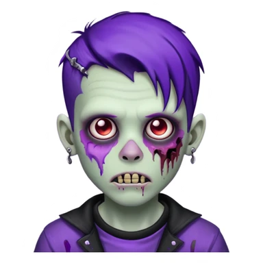 A zombie boy with black scene hair with purple streaks, ear gauges, and facial piercings  sticker