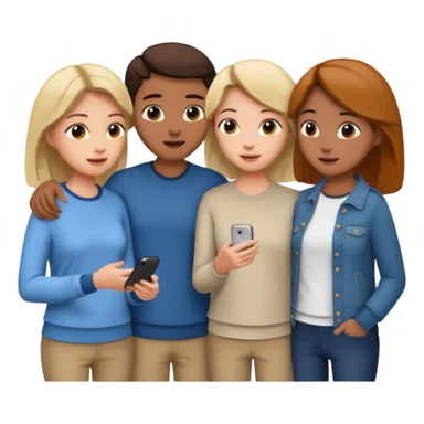 Three friends talking and looking each other, please keep 4th wall. sticker