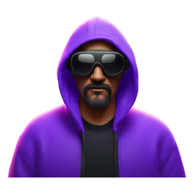 Big Lebowski wearing a black hoodie with "OMG" letters on it and VR headset oculus quest 2 in a cyberpunk VR environment with violet neon lighting. sticker