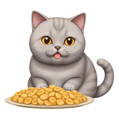 British shorthair cat eating loads of food  sticker