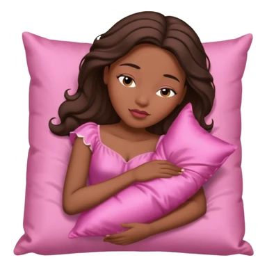 sleeping beauty african american woman with dark brown hair with a silk pillow sticker