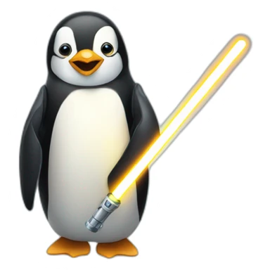 a penguin with a light sabre sticker