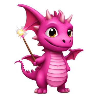 Dragon in a pink dress with a magic wand sticker
