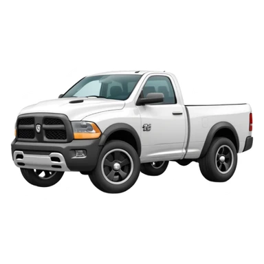 A white half ton RAM pickup with black wheels sticker