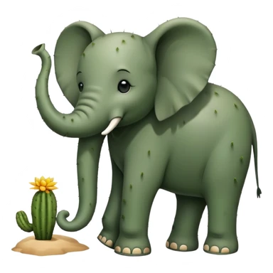 Un cactus con silueta de elefante y con cabeza de elefante y que tenga sandalias sticker