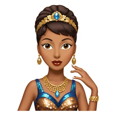 Josephine Baker with dark brown hair, bronze sequin outfit sticker