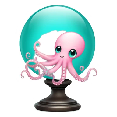 turquoise crystal ball with a light pink cute surgical octopus sticker