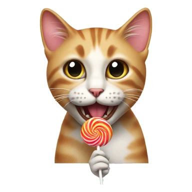 Cat eating a lollipop sticker