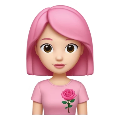 A 3D cartoon rose-pink women’s top with short sleeves, soft fabric texture, gentle lighting, isolated on plain background, Memoji-style. sticker