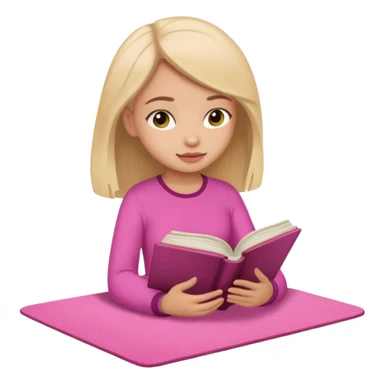 The girl is reading nomoz in the pink carpet of nomoz sticker