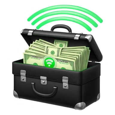 open wifi money filled briefcase sticker
