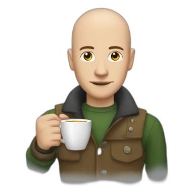 skinhead with hot cup of tea sticker