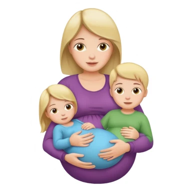 pregnant girl holding three children sticker
