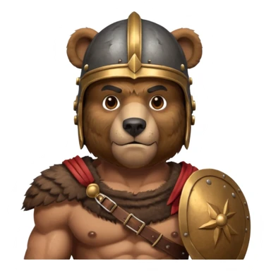 a bear Roman Gladiator, half upper body sticker